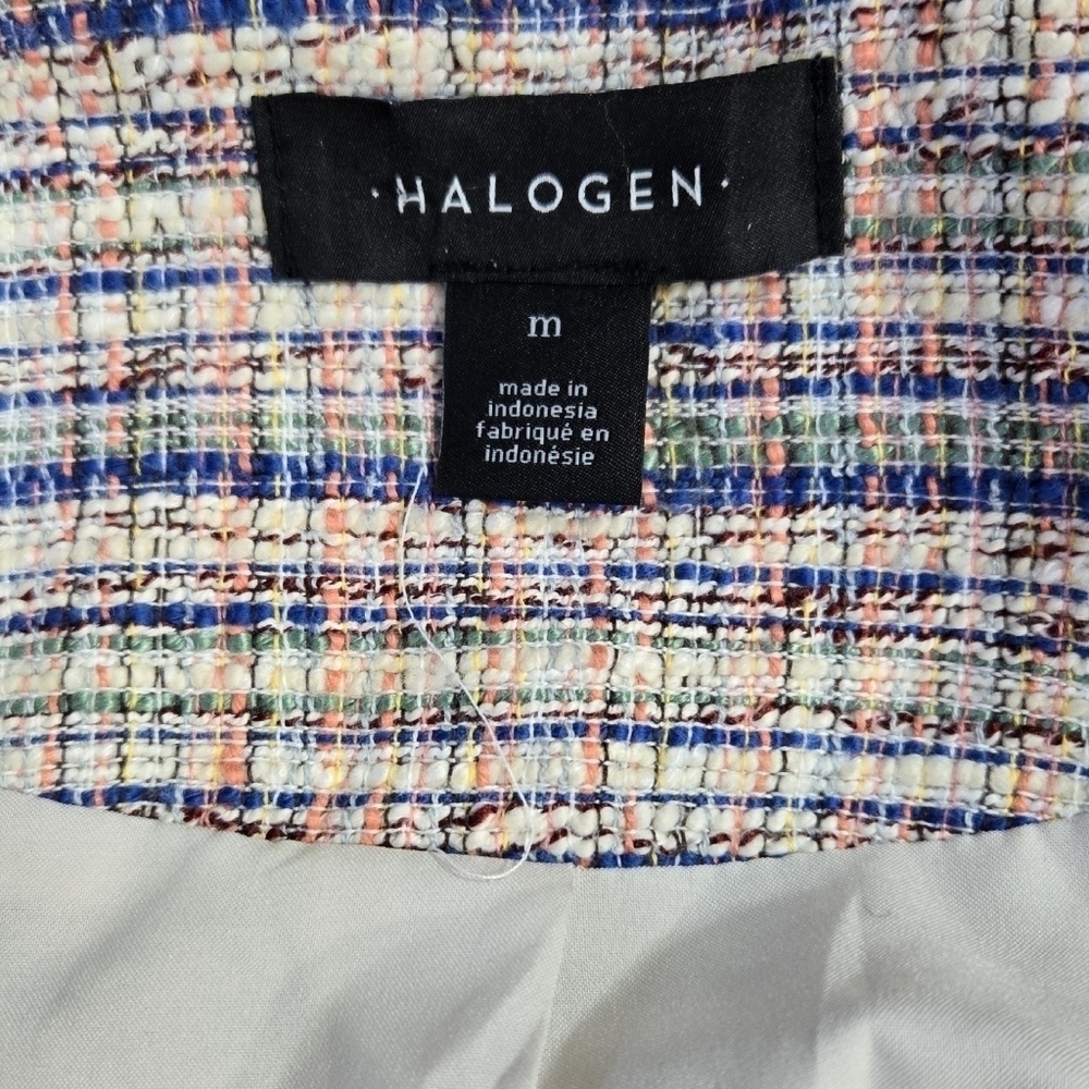 Halogen Multicolor Tweed Collarless Button-Up Bla… - image 7